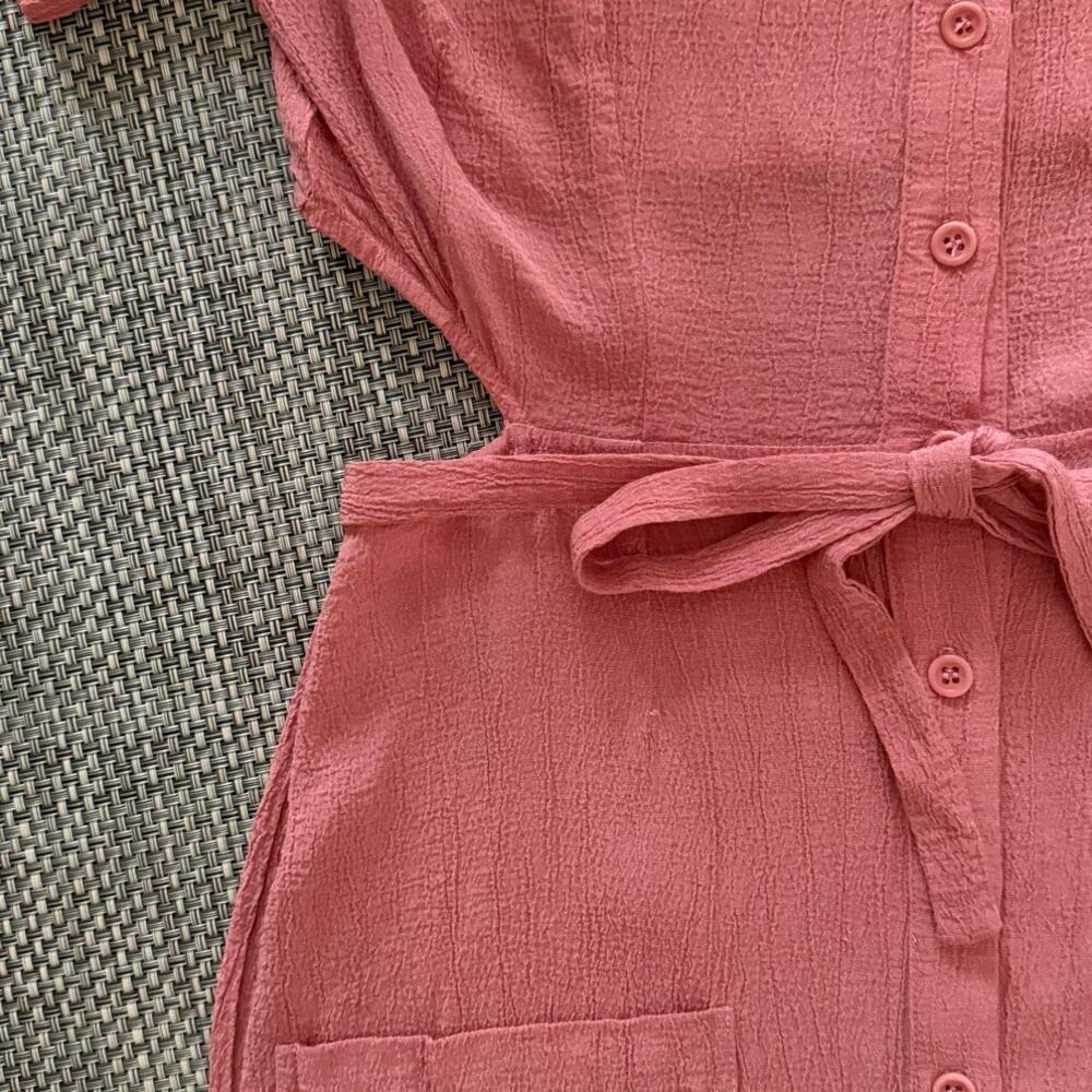 REFORMATION Peekaboo Sides/Back Gauzey Button Front Wrap Mini Dress Petal Pink M - Picture 3 of 6